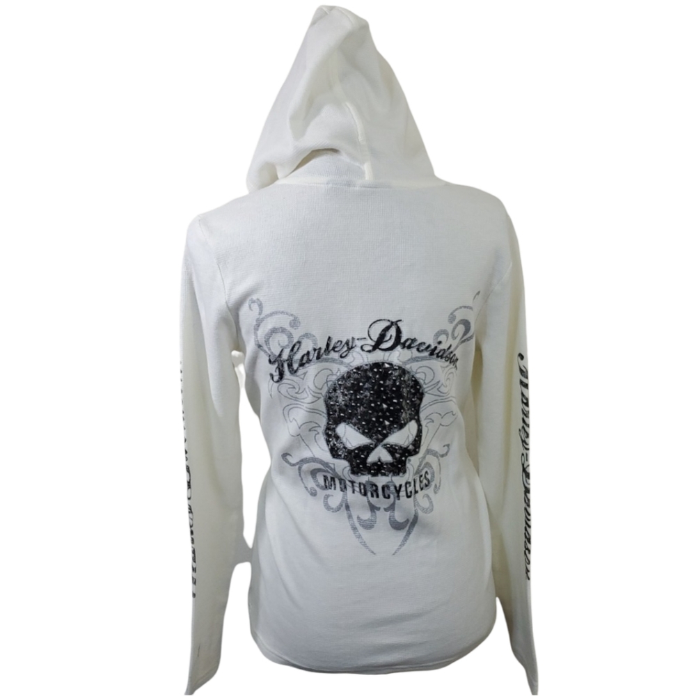 Harley Davidson Thermal Studded Long Sleeve hoodie top. SIZE LARGE